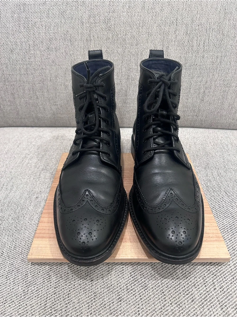 Cole Haan Black Leather Brogue Chukka Boots
